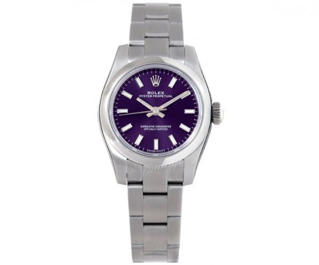 Rolex 176200 Steel on Oyster Purple with Luminous Index on Silver